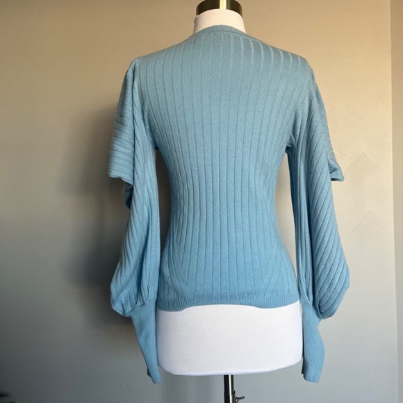 TED BAKER Bubless Extreme Puff Sleeve Knit Cocktail Blue Sweater Jumper Top - Picture 10 of 16